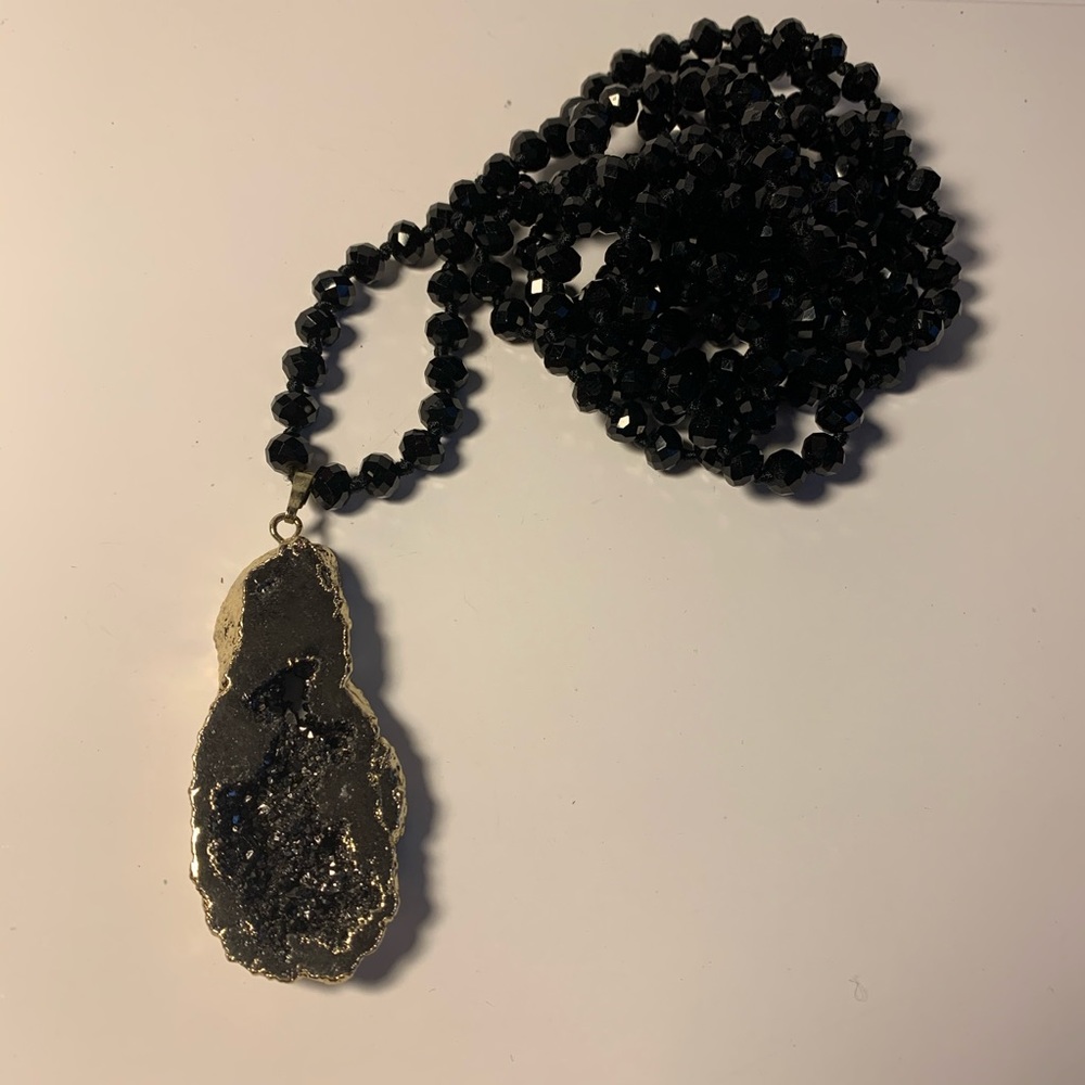 Black druzy necklace